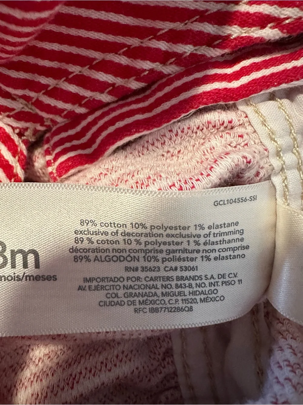 Baby B'gosh Skirtall Dress Girls Sz 18 M Red Engineer Hickory Stripe Overalls